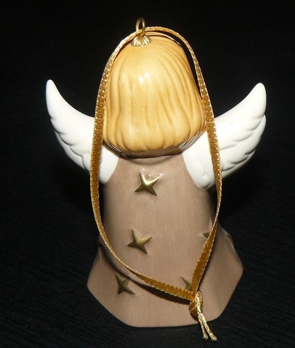 2012 Goebel Bell Christmas Ornament Nutmeg Angel Holding Stocking Full of Toys - Picture 2 of 3