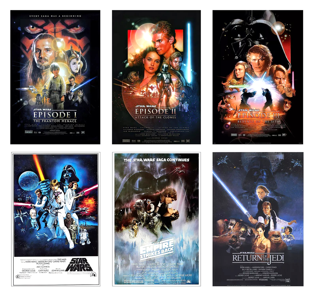 Star Wars Trilogy Set Of 6 11X17 Movie Posters Darth Vader