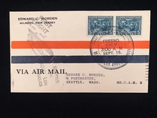 CA FRESNO SEPT 15 1926 1ST FLT CVR #550 PAIR, SEATTLE TO LOS ANGELES TO WORDEN