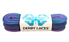 Purple and Teal Stripe - 96 inch 244 cm ORIGIN by Derby Laces Waxed 1cm Wid...