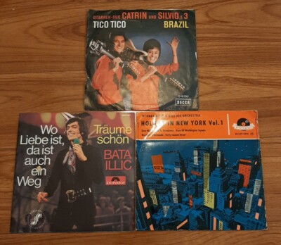 LOT of 3 Germany import 45 w pic sleeve Catrin Silvio, Bata Illic, Werner Muller