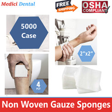 2x2 Non Woven Sponges 4-Ply, Non-Sterile Cotton Dental Gauze 5000 Box OSHA 