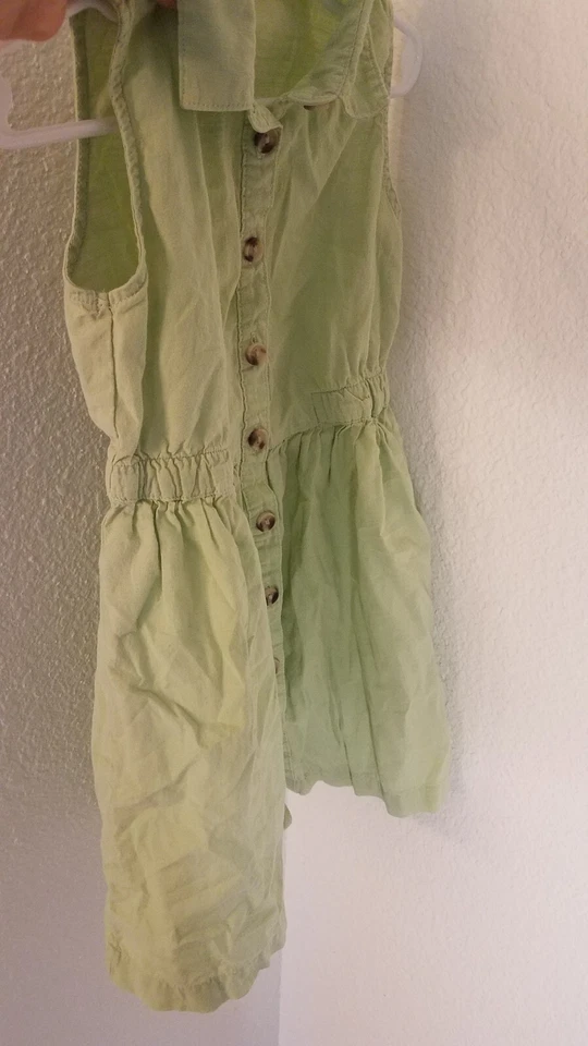 Girl's H&M ShirtDress Linen Cotton Lime Green Button-Up Spring/Summer Size 4 - Image 4 of 4