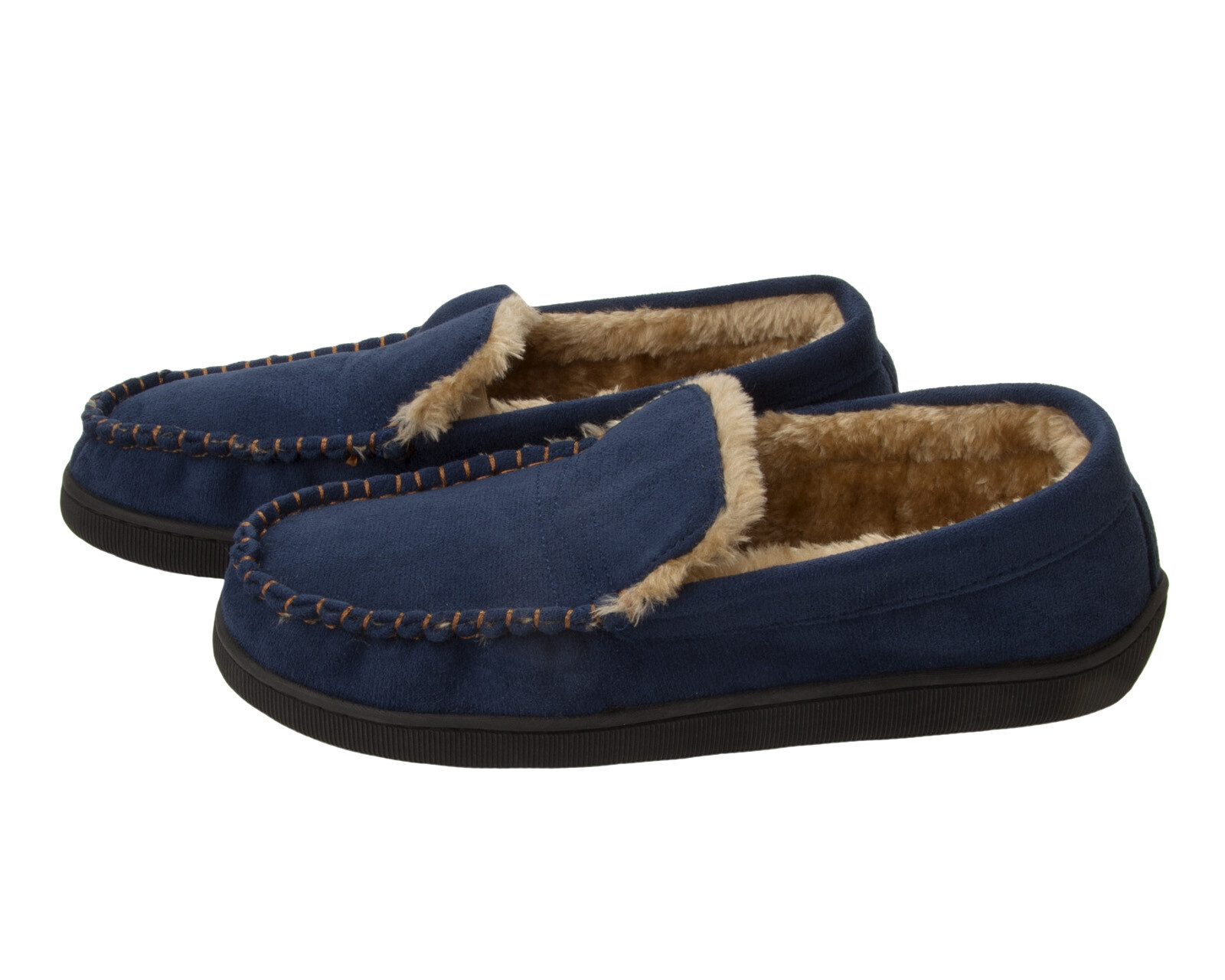 SAOLA DR KELLER CIABATTE MOCASSINO COMODE FODERATE IN PELLICCIA DI CAMOSCIO MICROFIBRA BLU NAVY DA UOMO TAGLIA