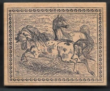 WILD HORSES GALLOP Country Ranch Animal WILDLIFE MAGENTA Canada  RUBBER STAMP