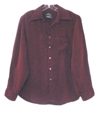 Vintage Men's Disco Shirt SONRISA Sz L Maroon  Black Long Sleeve Italy