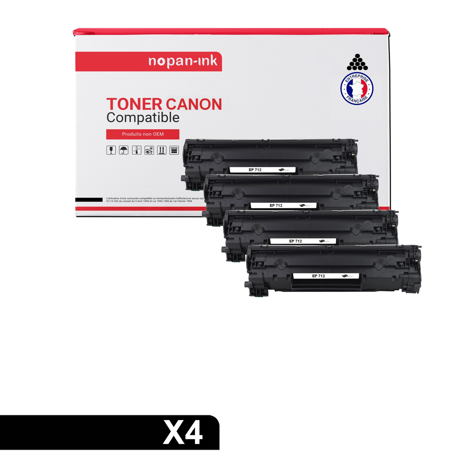 Toner EP712 noir compatible Canon haute précision pack de 4 recharges laser NOPAN-INK