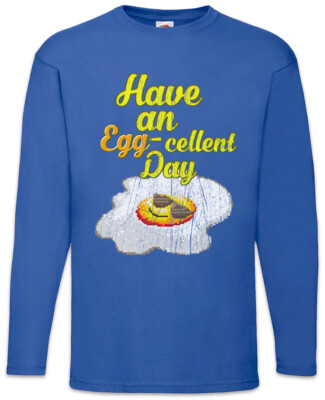 Have An Egg-Cellent Day Langarm T-Shirt Pixel Fun Fried Egg Gamer Geek Nerd