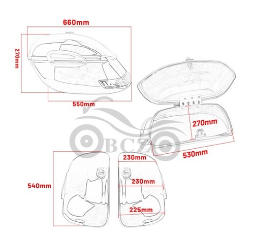 Universal Motorcycle Hard Saddlebags W/ taillight Saddle Bags And Mount Bracket - Picture 4 of 17