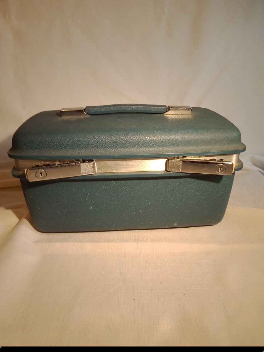 Vintage Samsonite Saturn Train Case Carry-On Makeup Luggage Blue