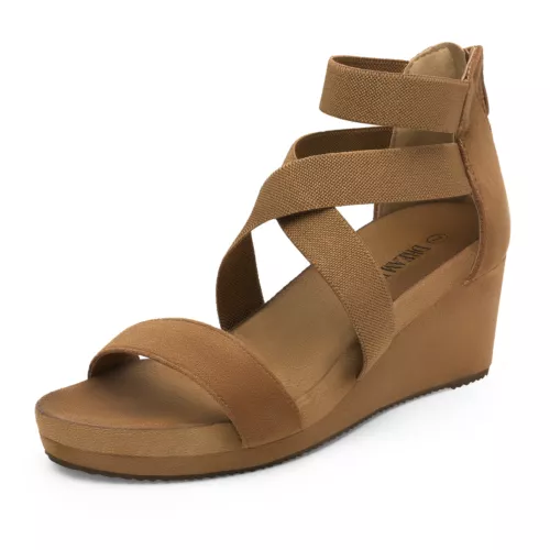 Women Casual Platform Wedge Sandals Open Toe Back Zipper Dress Shoes - Picture 11 of 28