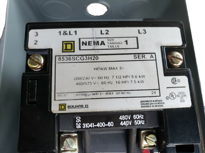 SQUARE D 30072-007-67C NEMA SIZE 0 & 1 Motor Starter 600V Coil 440