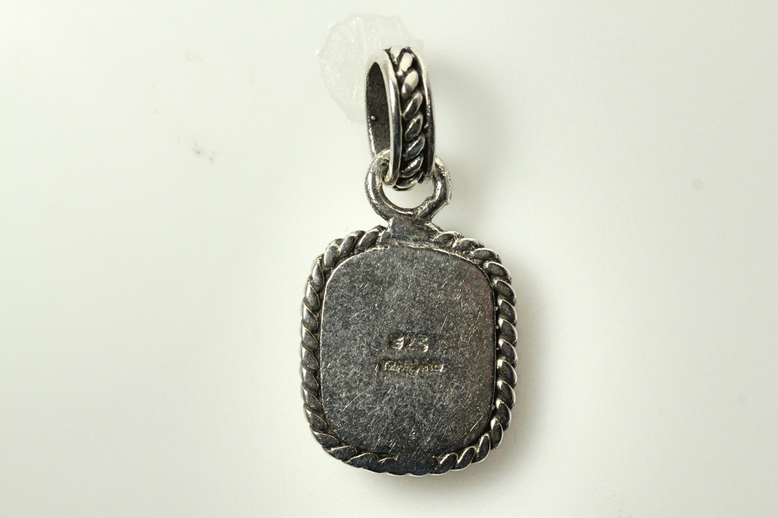 925 Sterling Silver Rectangular Brown Stone Penda… - image 3