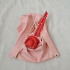 Pink Latex Hood Mask Long Nose Tube with Back Zip Cosplay Costume Fetish BDSM