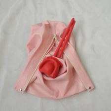 Pink Latex Hood Mask Long Nose Tube with Back Zip Cosplay Costume Fetish BDSM