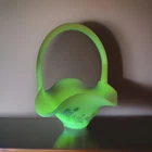 Fenton Custard Uranium Glass Hand Painted Floral Ruffled Basket By B. Steven