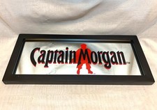 Small Captain Morgan Spiced Rum Framed Mirror Logo Sign Bar Decor Liquor Adver.