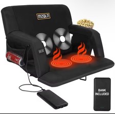 Massage Reclining Stadium Seat Bleacher Chair w Power Bank Camping Sports