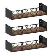 Black Floating Shelves With Removable Insert Plate Set Of 3 Wooden Display