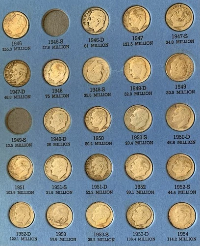 Lot of (23) Silver Roosevelt Dimes Mixed Years Circulated 1946 -1954. See Photos