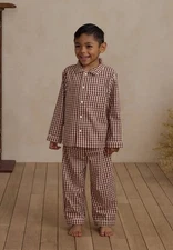 Rylee & Cru Kids Long Sleeve Pajamas Brick Size 8-9