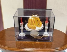Dollhouse Miniature - Reutter Porzellan Germany Bundt Cake And Candlesticks. NOS
