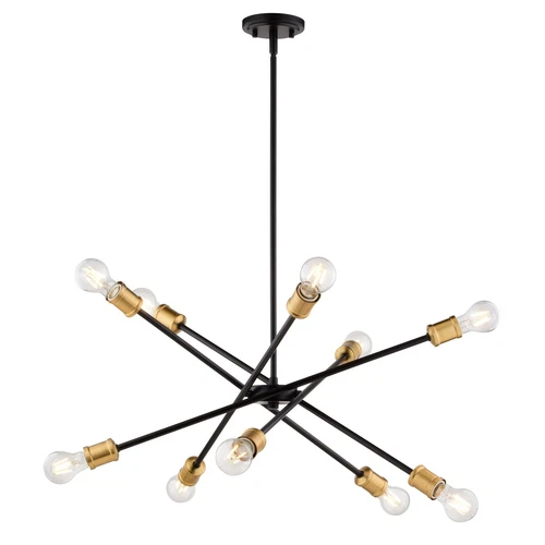 Gresham 34.25-in. W 10 Light Chandelier Antique Gold with Matte Black - Picture 1 of 6
