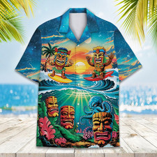 Tiki Surfing Hawaiian Shirt Men Women Youth Tropical Tiki amp Ocean Octopus Shir