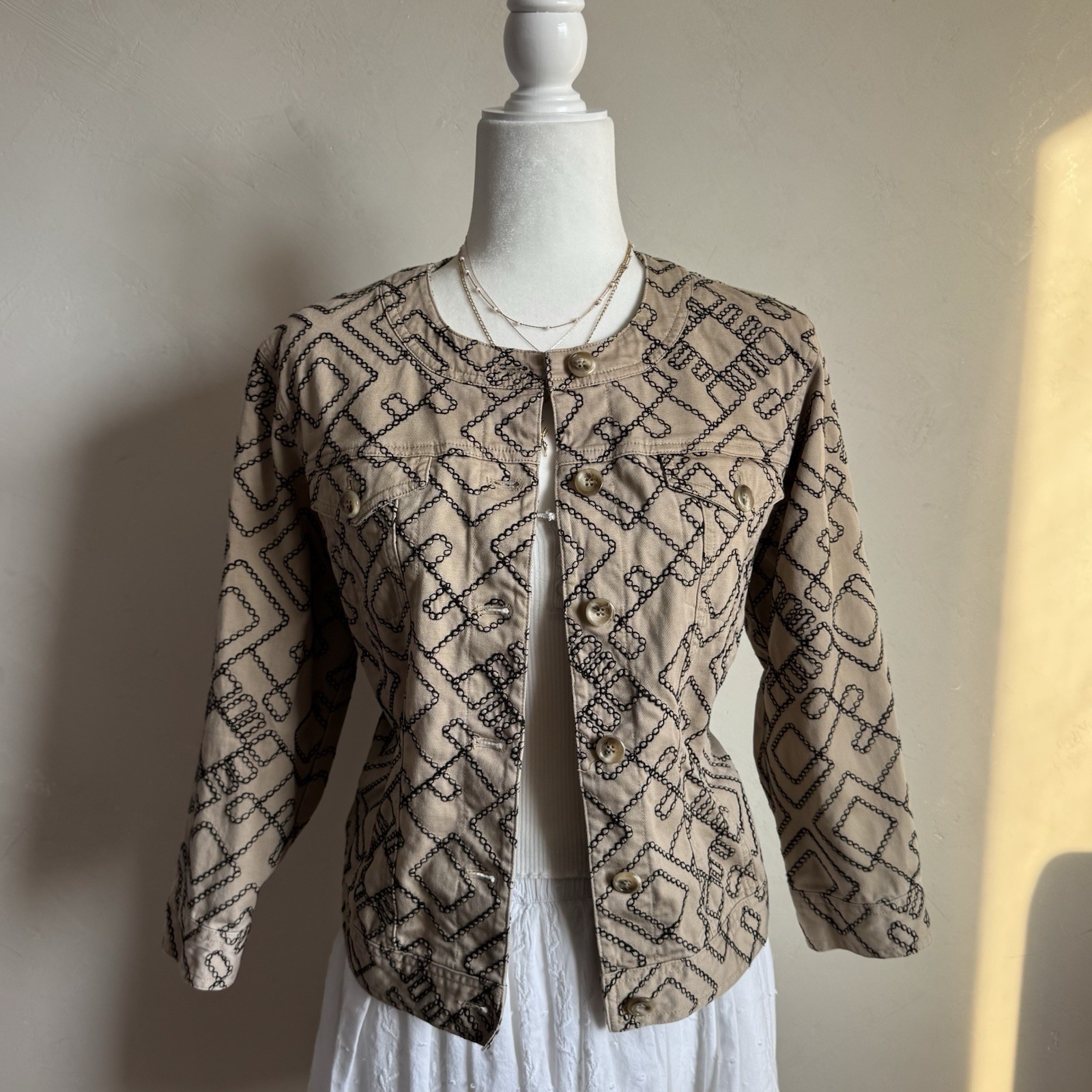 Ruby Rd. Beige and Black Patterned Utility Jacket… - image 3