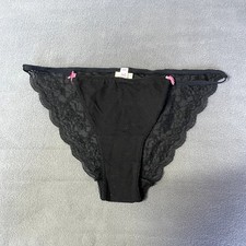 Victoria's Secret PINK 2011 Lace Back Low Rise String Bikini Black Womens Medium