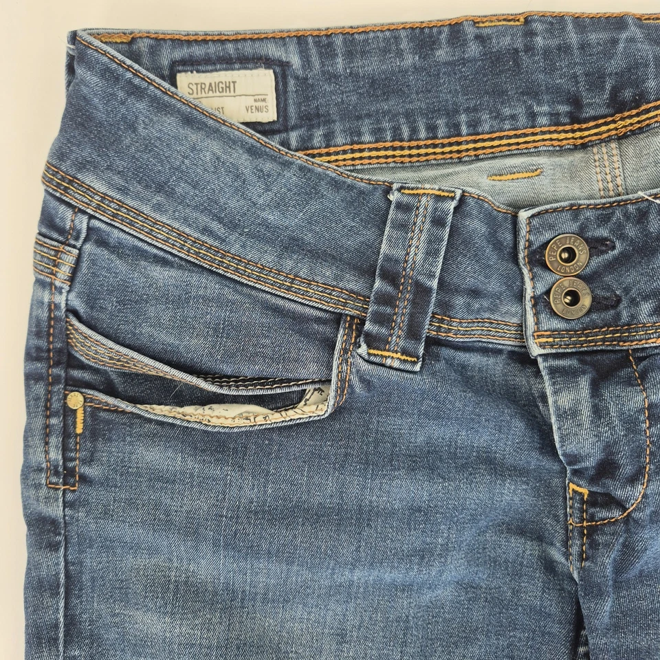 PEPE JEANS 12 W30 L27 BLUE WOMENS VENUS LOW WAIST STRAIGHT DENIM - Image 2 of 4