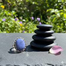 sodalite Gemstone Band Ring Size 925 Sterling Silver