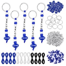Bead Keychain Making Kit Heart Shaped Keyring Colorful/Blue Football 564 Pack