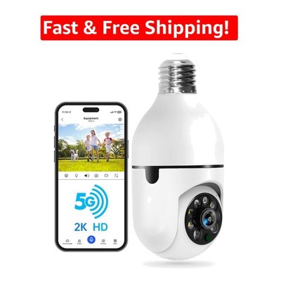 Wireless Light Bulb Security Camera   2K HD, Human Detection & Alexa Compatible