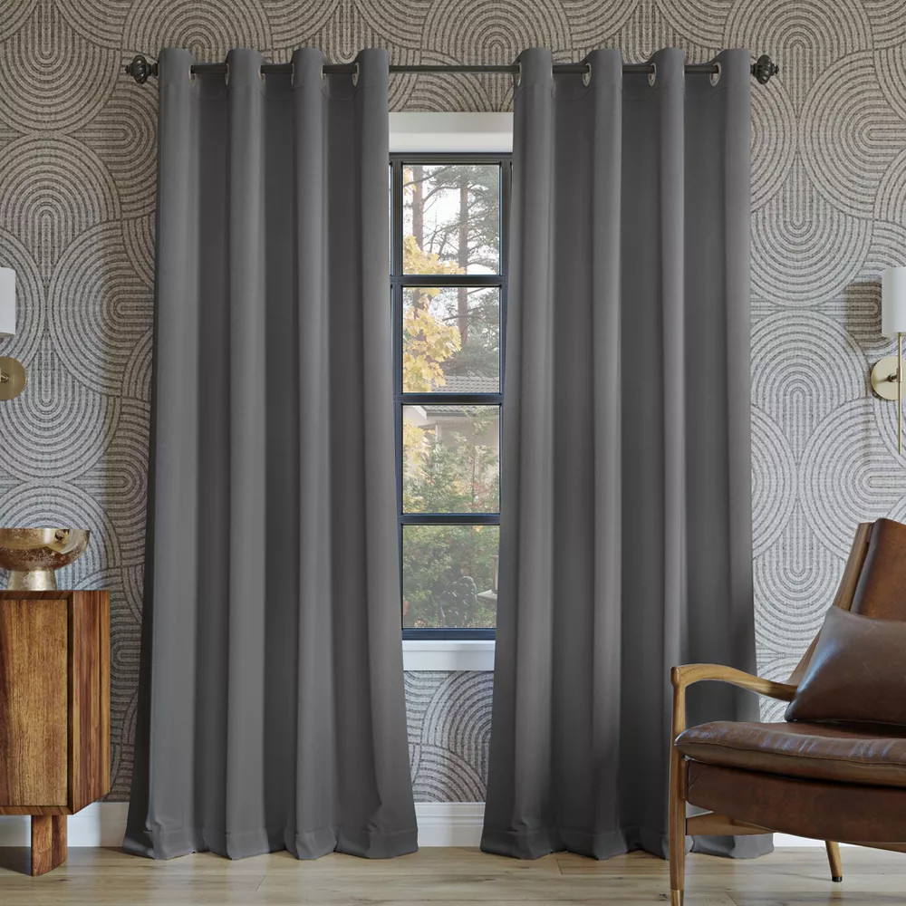 52x95 Sun Zero 100 Blackout Oslo Theater Grade Grommet Curtain Panel Gray 3090₽