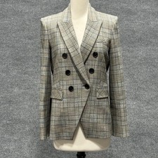 Veronica Beard Blazer Womens 8 Miller Dickey Gray Jacket Plaid Double Breasted