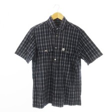 DAKS Men's Navy Cotton Short Sleeve Shirt Size L Excellent Condition