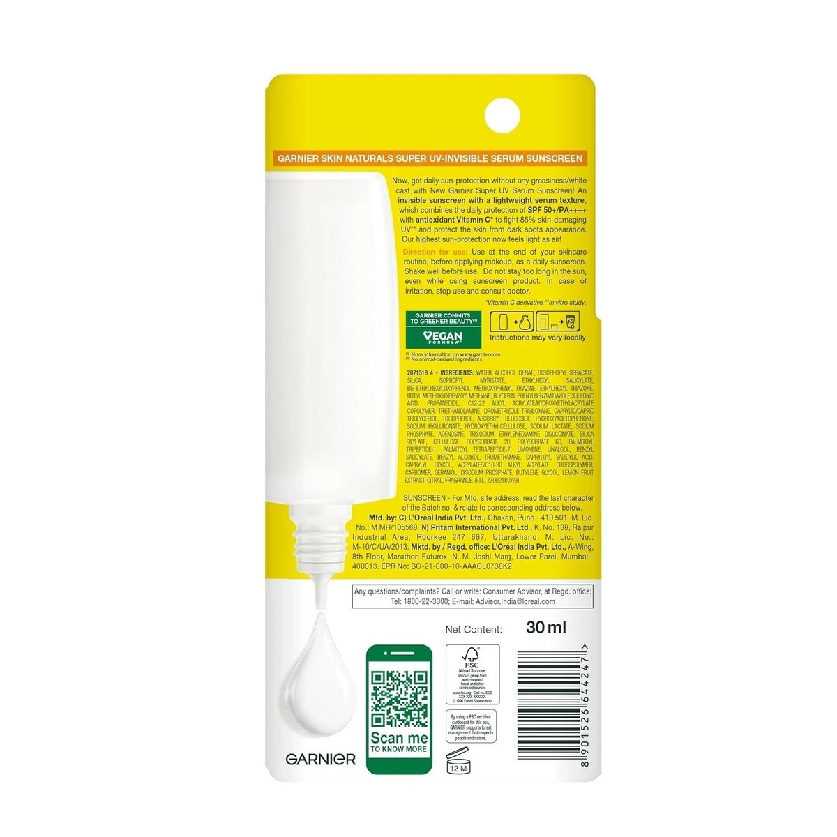 Garnier Super UV Invisible Serum Sunscreen SPF 50 PA Lightweight