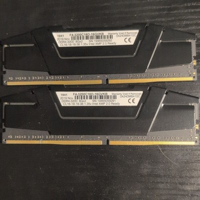 G.SKILL 16GB (2x8GB) DDR4-3200 DIMM PC4-25600 XMP 2.0 F4-3200C16D-16GVKB