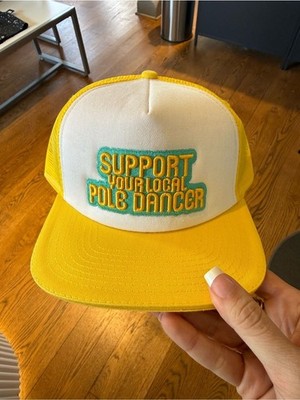 Source Unknown Yellow and White Trucker Hat with Teal & Yellow Patch