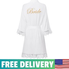 Women'S Lace Trim Bride Bridesmaid Robes - Silk Like Bridal Party Robes For Wedd