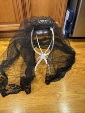 Black Lace Veil with Comb Wedding Veil Goth Halloween Witch