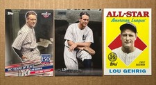 Lou Gehrig 2019 Topps 150 Years, 2023 TSC Black & Topps 35th Anniversary