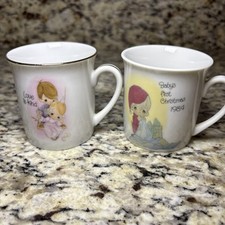  2 Precious Moments 3  Cups:  Love is Kind     Baby  s First Christmas 1984  