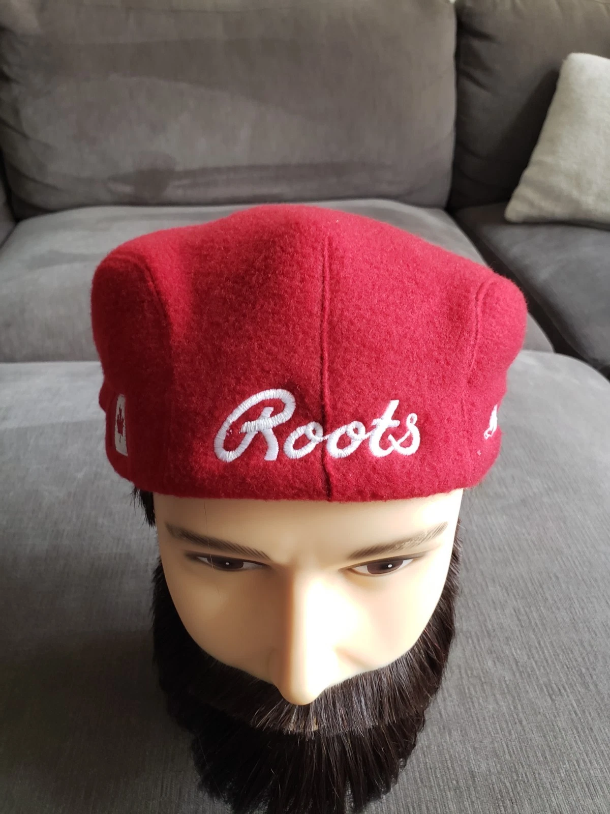 Vintage Y2K Roots Athletics Team Canada Fleece Flat Cap Backwards Fit Size M