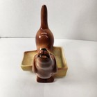 Vintage Ceramic Dachshund Planter Brown Wiener Dog Planter 1950s - 60s  8" — photo 2