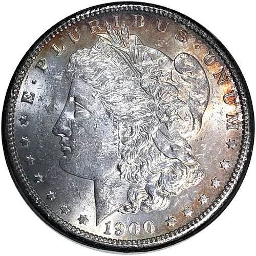 1900 P MORGAN SILVER DOLLAR $1 US COIN TONED TONING LUSTER AU BU MS UNC FREE S&H