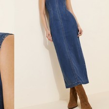 Reformation Kendi Sleeveless Stretch Denim Midi Dress sz 8