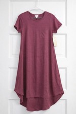 NWT LuLaRoe Carly Dress XXS Mauve High Low Swing Pocket Short Sleeve NEW