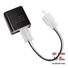 2-Pin Electronic LED Flasher Relay with Wires, Adjustable 2 Prong Black